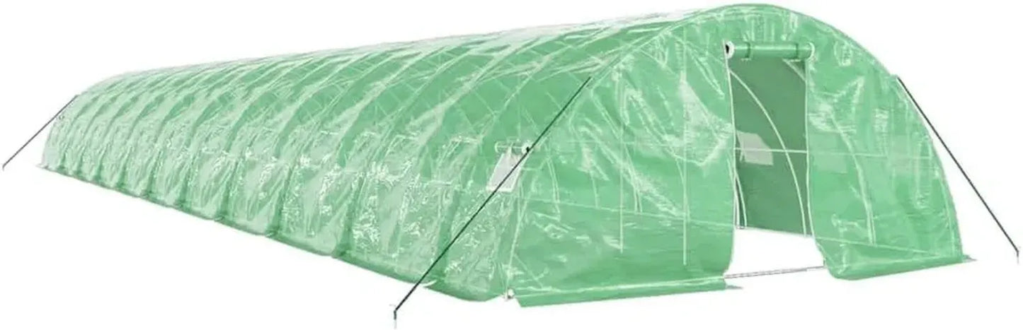 Tunnel de Jardin en Acier Vert avec Grande Surface 110 m² 22x5x2,3 m