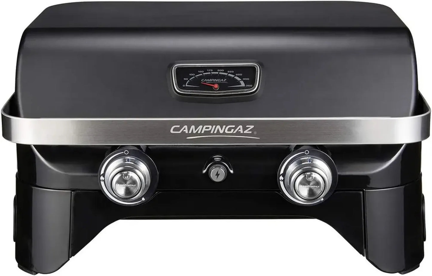 Barbecue à Gaz Portable Campingaz Attitude 2100 LX, 2 Brûleurs en Acier, 5kW, Grille Fonte et Plancha