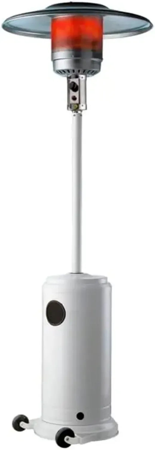 Parasol Chauffant au Gaz Blanc pour Terrasse - Chauffage Extérieur Portable avec Roues pour Bars et Restaurants